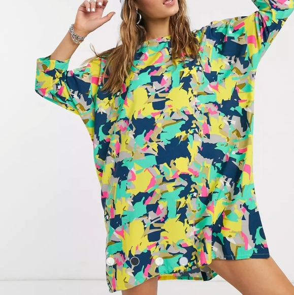 Noisy may Dresses & Skirts - ASOS Noisy May oversized smock dress in multi abstract print